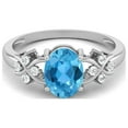 thumbnail image 1 of 925 Sterling Silver 8X6 MM Oval Shape Swiss Blue Topaz Women Valentines Day Gifts Ring, 1 of 4