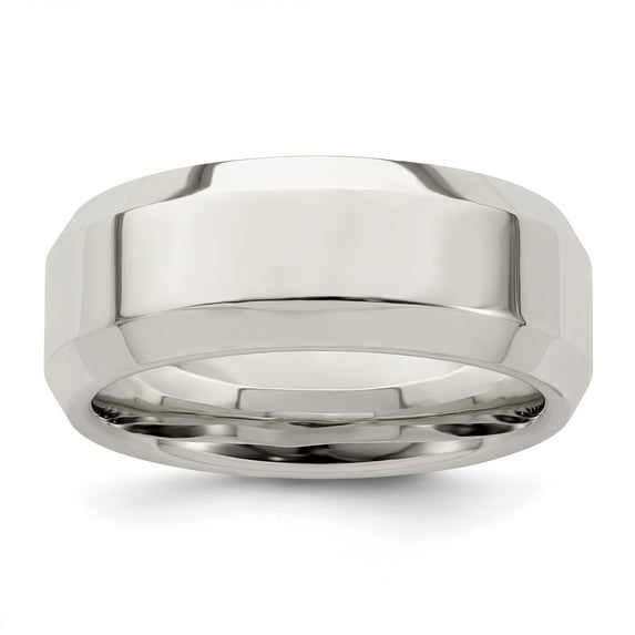 925 Sterling Silver 8mm Bevel Edge.5 Band Ring Size 4.5