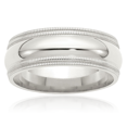 thumbnail image 1 of 925 Sterling Silver 8mm Comfort Fit Double Milgrain Plain Classic Wedding Band Ring, 1 of 8
