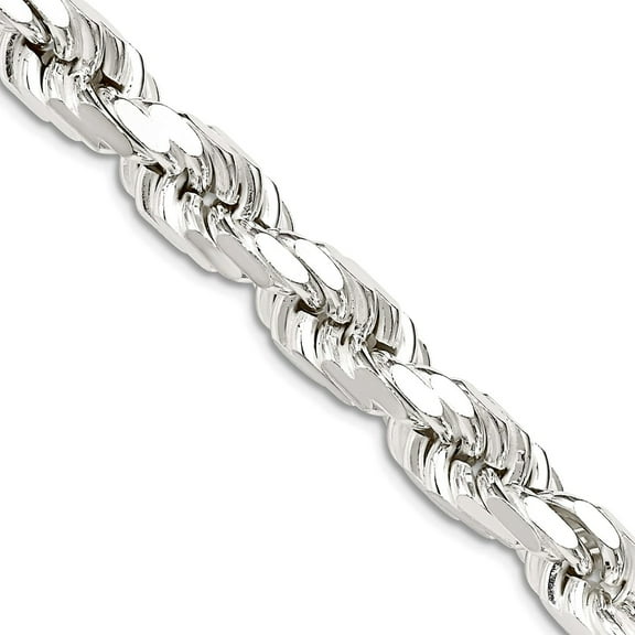 925 Sterling Silver 8.00mm Sparkle Cut Rope Chain Necklace 26 Inch Chain-Necklace for Women and Men