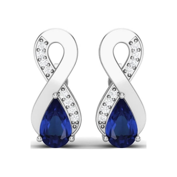 925 Sterling Silver 8x5mm Pear Blue CZ Open Infinity Mother's Day Gift Women Earrings