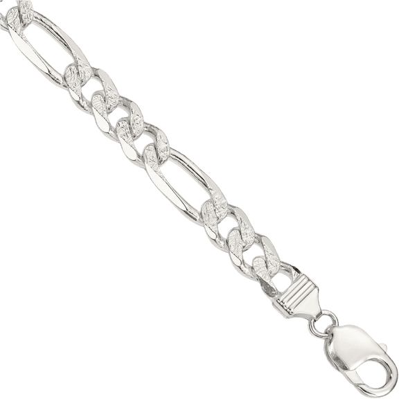925 Sterling Silver 9.5mm Figaro Link Chain Bracelet