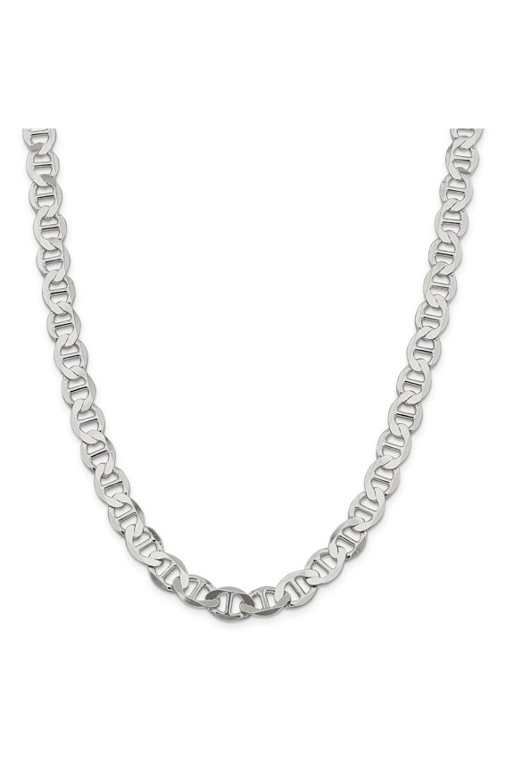 925 Sterling Silver 9.8mm Semi-Solid Flat Anchor Chain 20 Inch