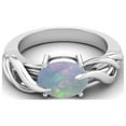 thumbnail image 1 of 925 Sterling Silver 9X7MM Oval Shape Opal Solitaire Women Valentines Day Gifts Ring, 1 of 4