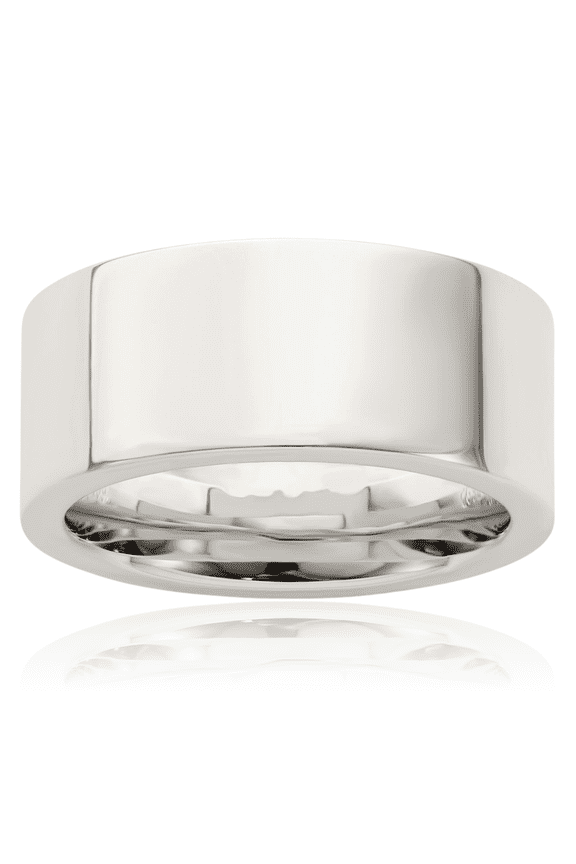 925 Sterling Silver Flat 9mm Extra Wide Plain Wedding Band Ring - Polished, Engravable Women's
