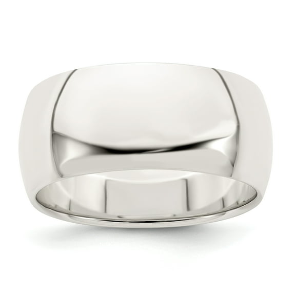 925 Sterling Silver 9mm Half-Round Band Ring Size 12