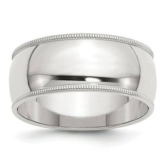 925 Sterling Silver 9mm Half Round Milgrain Band Size: 7; for Adults and Teens; for Women and Men