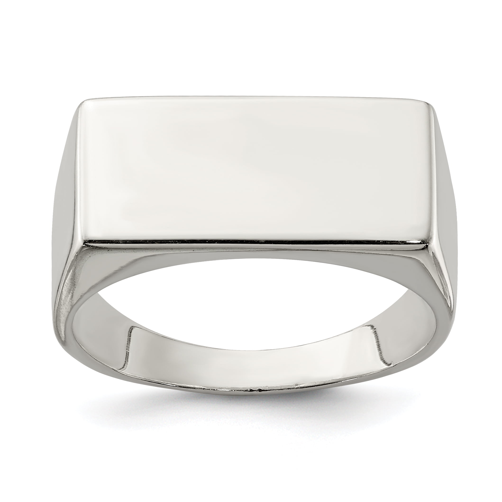 Sterling Silver 9x19mm Rectangle Closed Back Signet Ring - Men's Sizes Sterling Silver 9x19mm Rectangle Closed Back Signet Ring - Men's Sizes