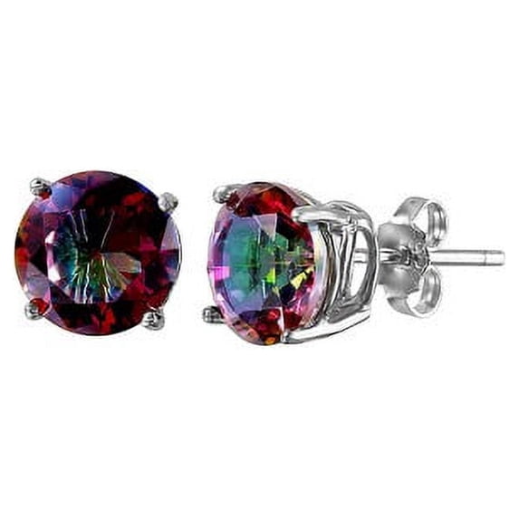 .925 Sterling Silver ABD Round CZ Basket Set Studs 8M