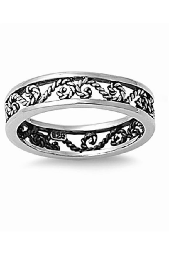 925 Sterling Silver Abstract Innovative Infinity Ring Size 10