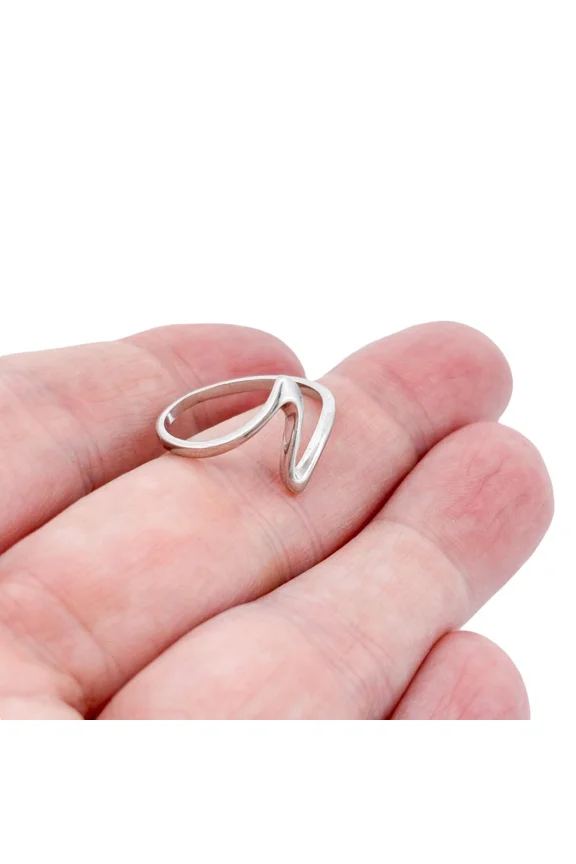 925 Sterling Silver Abstract Swirl Wave Ring Wide Band Modern Artistic Design Handmade Style Jewelry for Daily Wear