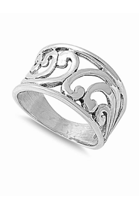 925 Sterling Silver Abstraction Design Ring Size 9