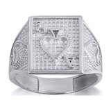 925 Sterling Silver Ace Of Spades Playing Cards Hammered Signet Ring ...