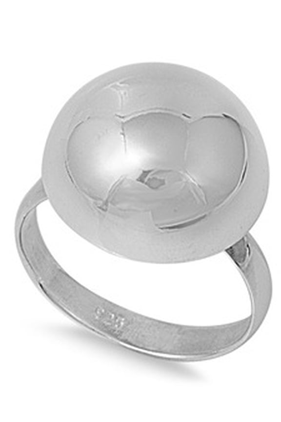 925 Sterling Silver Achromatic Sphere Ring Size 6