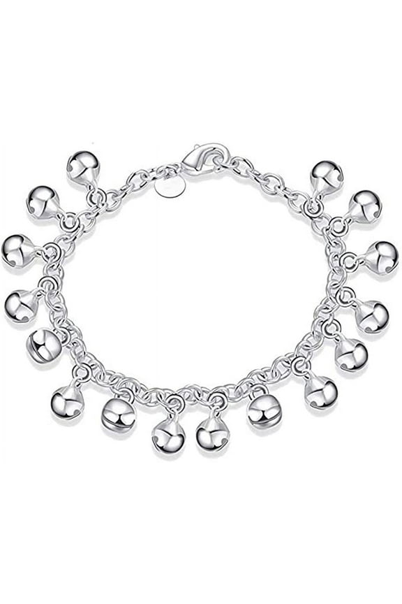 925 Sterling Silver Adjustable Bells Chain Bracelet/Anklet for Women Girls Gift Jingle Bells Bead Charm Bracelet Lady Jewelry