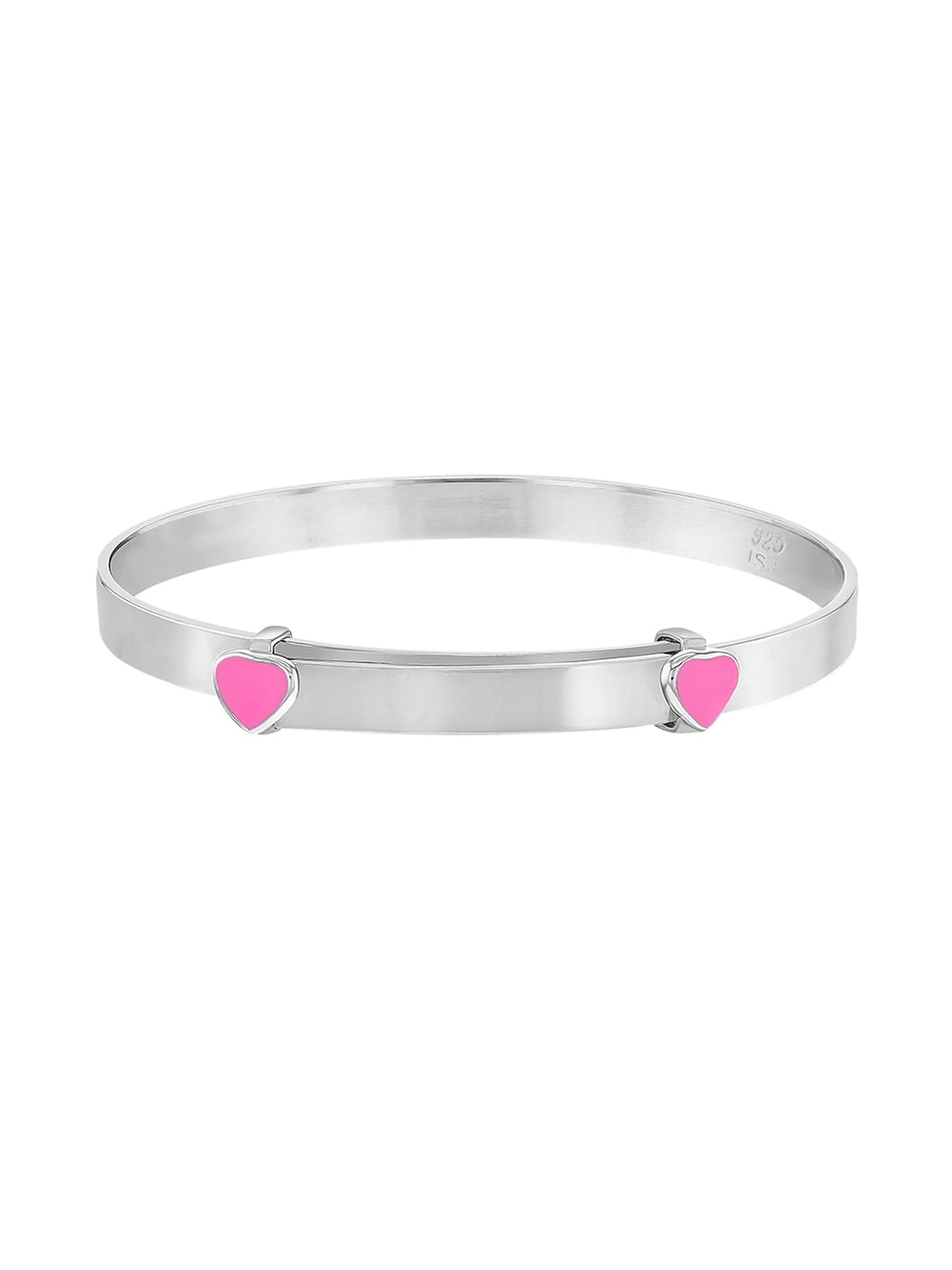 Rhodium Over Sterling Silver Enamel and Crystal PRINCESS with Chain Baby  Bangle - 13MMVA