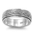 thumbnail image 1 of 925 Sterling Silver Adorned Braided Row Spinner Ring Size 13, 1 of 3