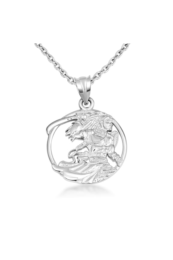 .925 Sterling Silver Afro-Brazilian Deity Ogum Orisha Pendant Necklace/16" Chain