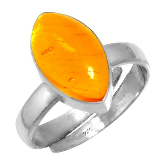 925 Sterling Silver Amber Gemstone Handmade Adjustable Toe Ring
