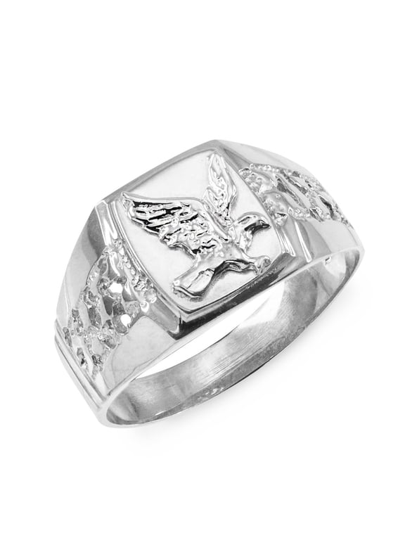 .925 Sterling Silver American Bald Eagle Men's Ring (Size 10)