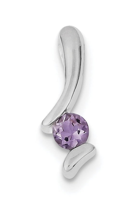 925 Sterling Silver Amethyst (7x22mm) Pendant / Charm
