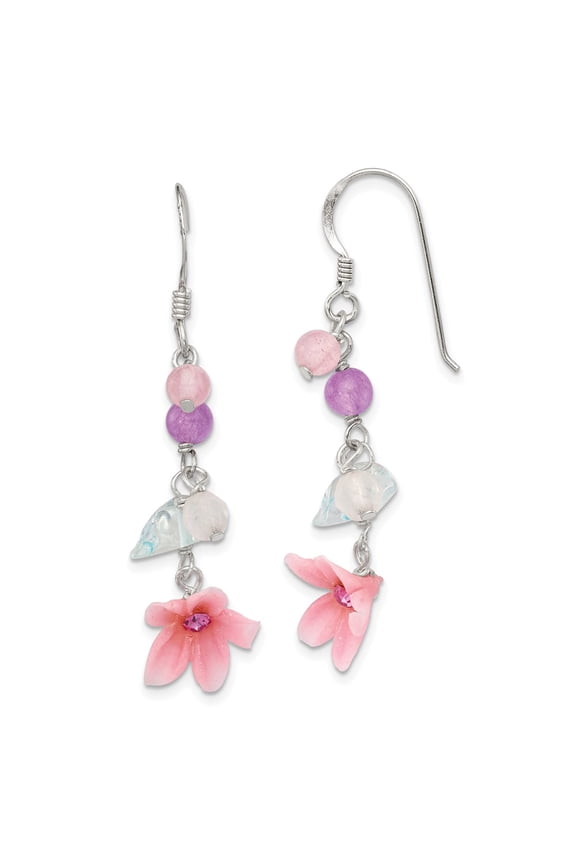 925 Sterling Silver Amethyst/Agate/Swiss Blue Topaz Flower Earrings Fine Jewelry For Women Gifts For Her