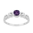 thumbnail image 1 of 925 Sterling Silver Amethyst Cushion 6mm Women's Solstic Valentines Day Gifts Ring, 0.75 Ct, 1 of 4