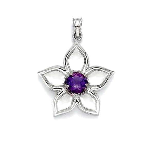 925 Sterling Silver Amethyst Flower Pendant Necklace Pendant for Women
