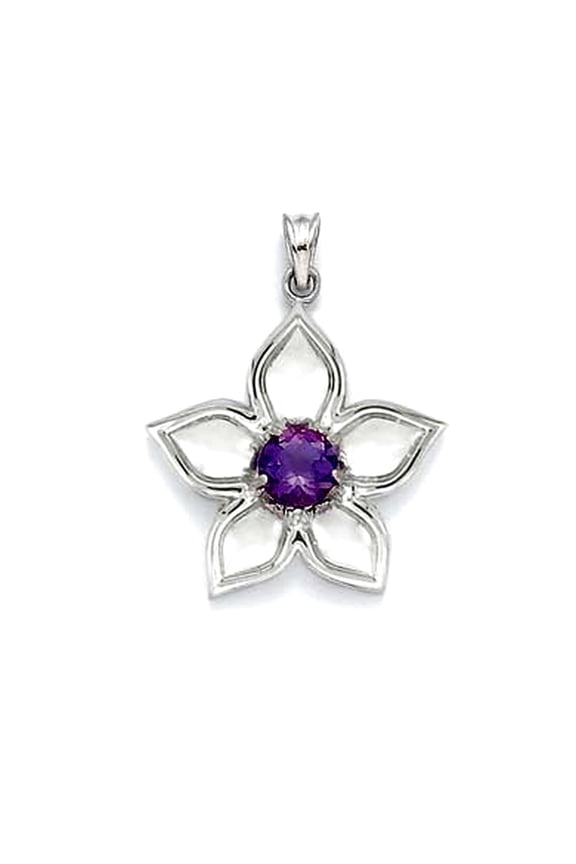 925 Sterling Silver Amethyst Flower Pendant Necklace Pendant for Women