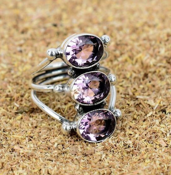 925 Sterling Silver Amethyst Ring Handmade Beautiful Jewelry Ring All ...
