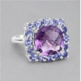 thumbnail image 1 of 925 Sterling Silver Amethyst & Tanzanite Gemstone Cocktail Mother's Day Gift Ring, 1 of 3