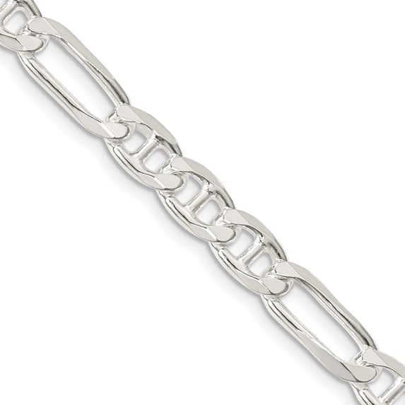 925 Sterling Silver Anchor Chain Styles Necklace 6.5 mm Figaro 18 inch