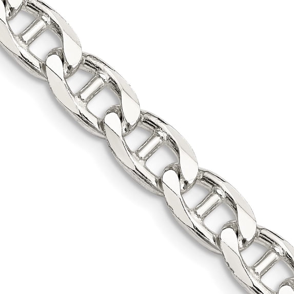 925 Sterling Silver Anchor Chain Styles Necklace 6.5 mm Flat Cuban 26 inch
