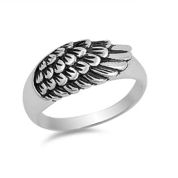 925 Sterling Silver Angel Wing Style Ring Size 11