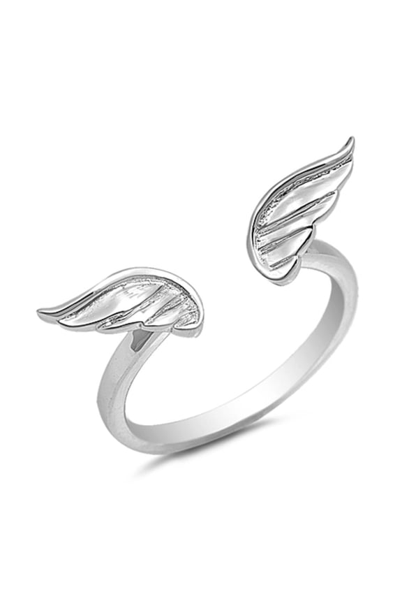 925 Sterling Silver Angel Wings Ring Size 7