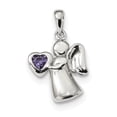 thumbnail image 1 of 925 Sterling Silver Angel with Purple Cubic Zirconia Heart Shaped Pendant, 1 of 3