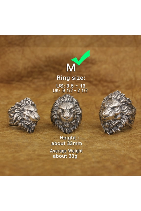 925 Sterling Silver Angry Lion Ring Biker Punk Jewelry TA383 Middle Model US Size 12