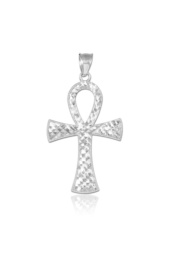 .925 Sterling Silver Ankh Cross Pendant Necklace (Pendant)