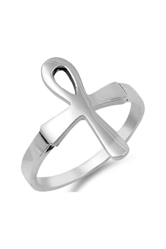 925 Sterling Silver Ankh Cross Ring Size 6