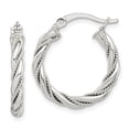 thumbnail image 1 of 925 Sterling Silver Anti-Tarnish 3mm x 20mm Textured Braid Twisted Hoop Earrings, 1 of 4