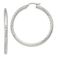 thumbnail image 1 of 925 Sterling Silver Anti-Tarnish Coating Women's 3mm Textured Tube Hoop Earrings | 45mm, 1 of 4