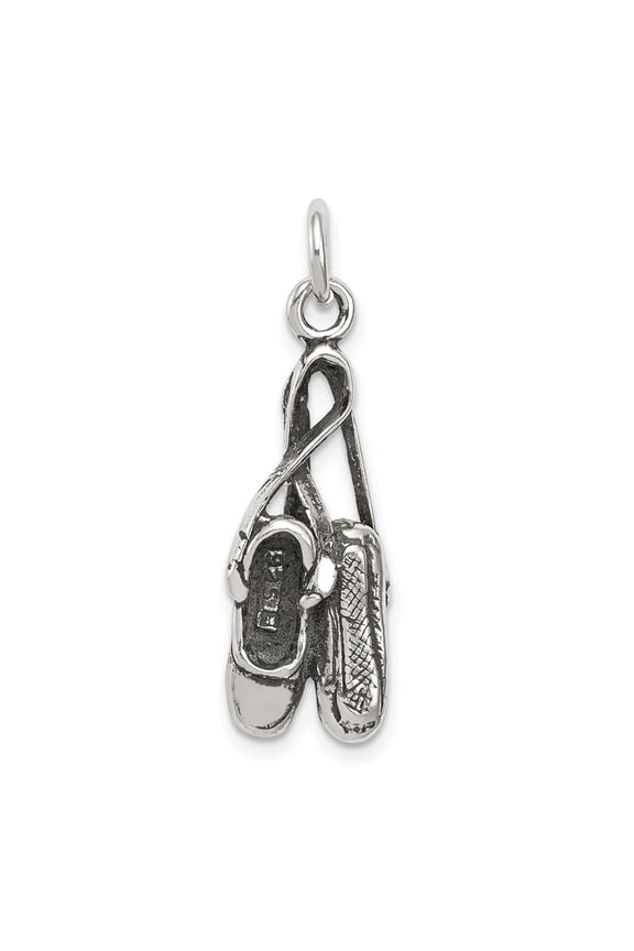 925 Sterling Silver Antiqued Ballet Shoes Charm Pendant Fine Jewelry For Women Gifts For Her