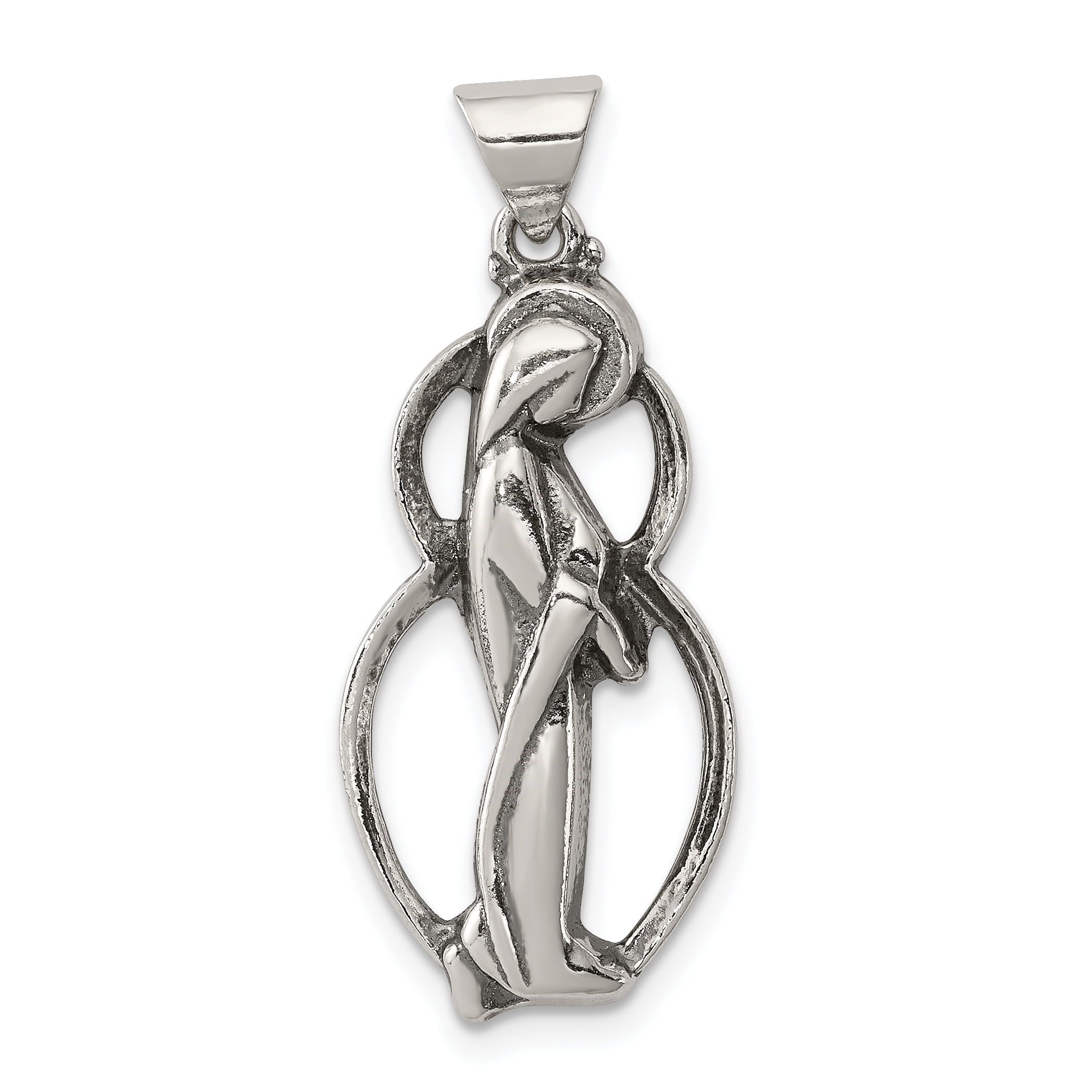 925 Sterling Silver Antiqued Blessed Mary Charm