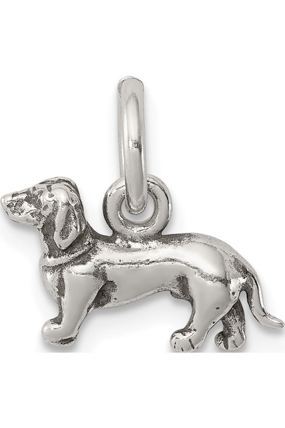 Sterling Silver Antiqued Dog Charm Solid Polished 3-D Inspired Brilliant Romantic Perfect for adding elegance to any outfit