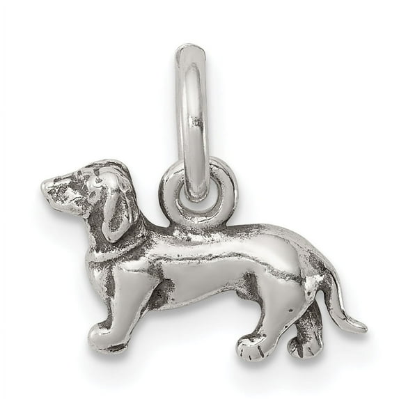925 Sterling Silver Antiqued Dog Charm Pendant