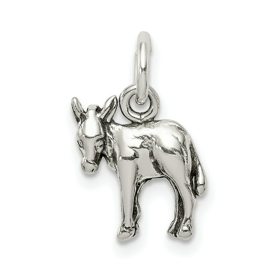 925 Sterling Silver Antiqued Donkey Charm and Pendant