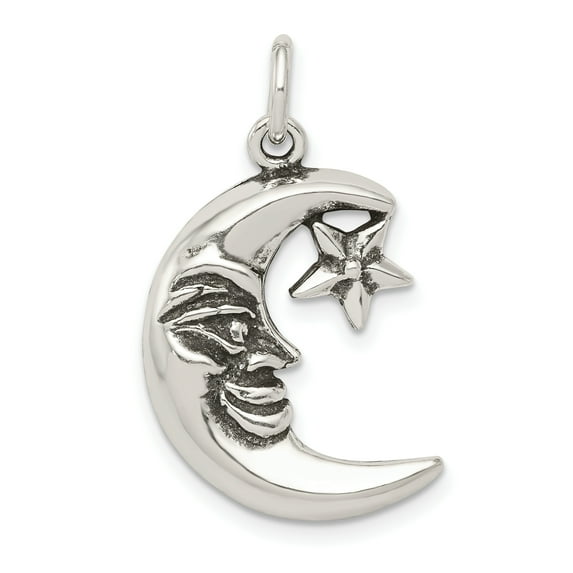 925 Sterling Silver Antiqued Moon Charm Pendant
