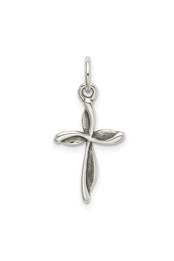 925 Sterling Silver Antiqued Passion Cross Charm Pendant