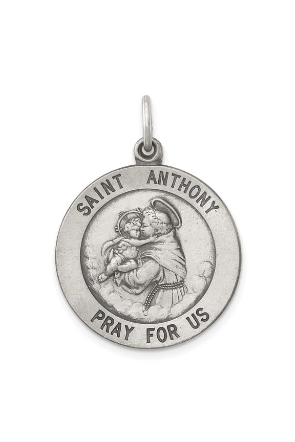 925 Sterling Silver Antiqued Saint Anthony Medal