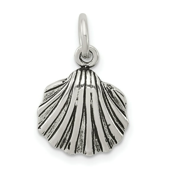 925 Sterling Silver Antiqued Seashell Charm Pendant